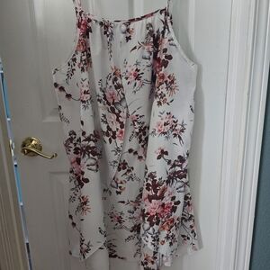 Floral Midi Dress in Pink and White